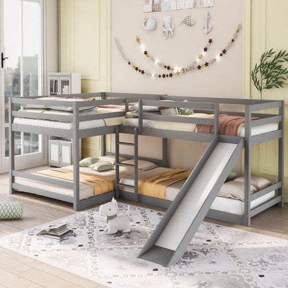 L-Shaped Bunk Bed With Slide And Short Ladder - The Sleep Loft - Online Mattress Showroom NYC