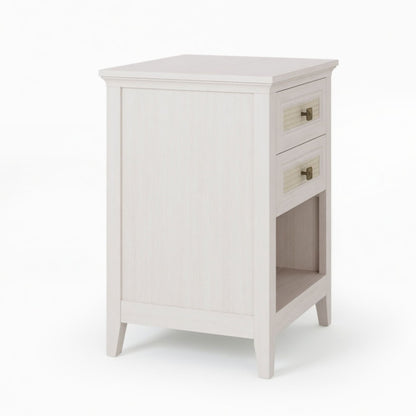 Nightstand With 2 Drawers & Shelf - White