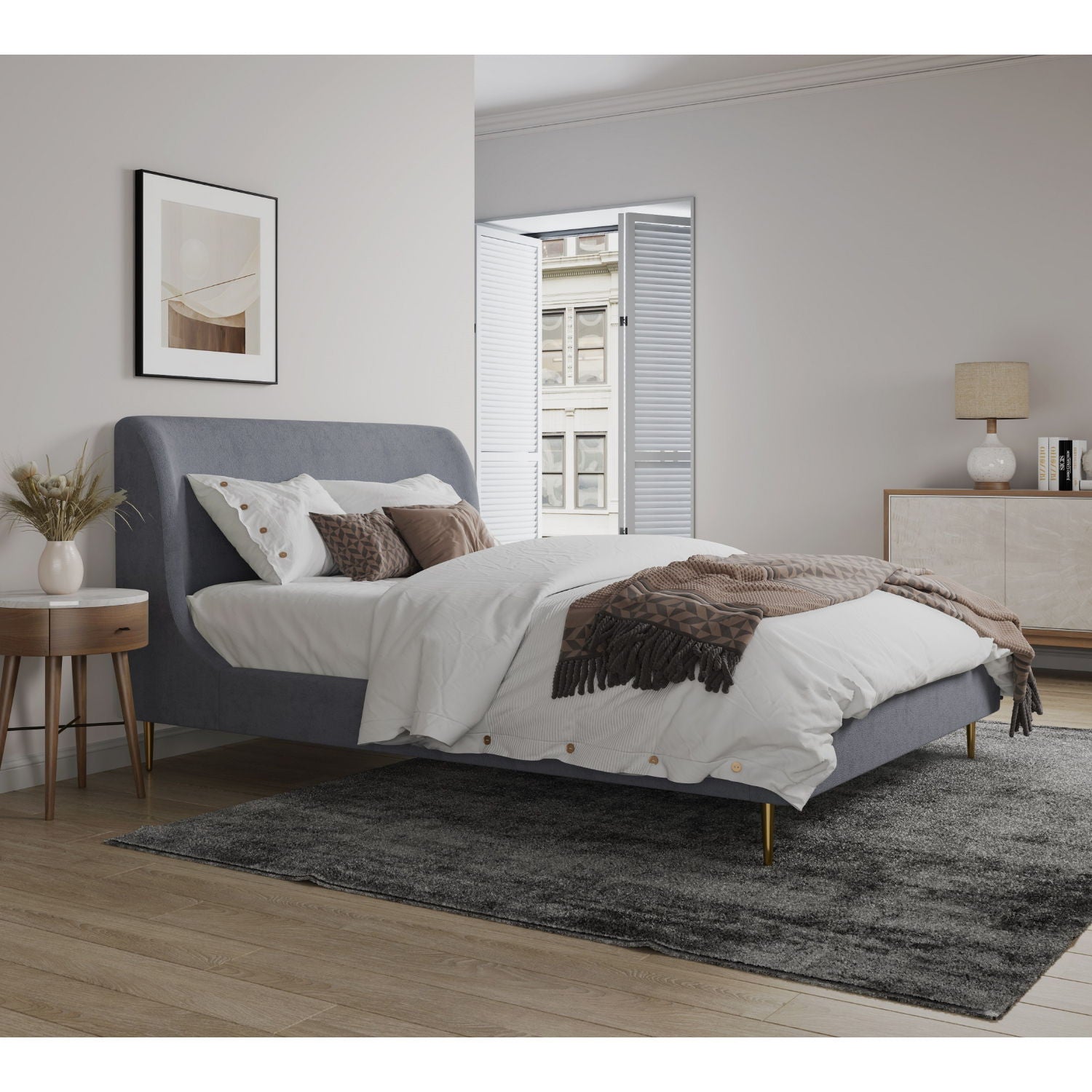 Heather - Upholstered Bed With Curved Headboard - The Sleep Loft - Online Mattress Showroom NYC