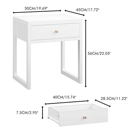 Nightstand With Drawer, Minimalist Bedside Table, Compact End Table For Bedroom - White - The Sleep Loft - Online Mattress Showroom NYC