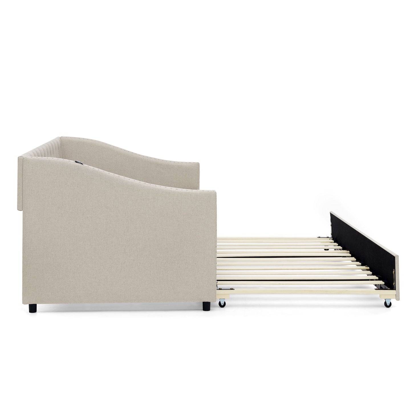 Upholstered Daybed With USB Charging & Pull Out Bed - The Sleep Loft - Online Mattress Showroom NYC