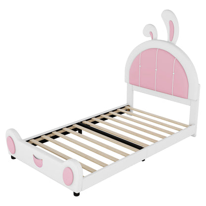 Upholstered Platform Bed With Rabbit Shaped Headboard - The Sleep Loft - Online Mattress Showroom NYC