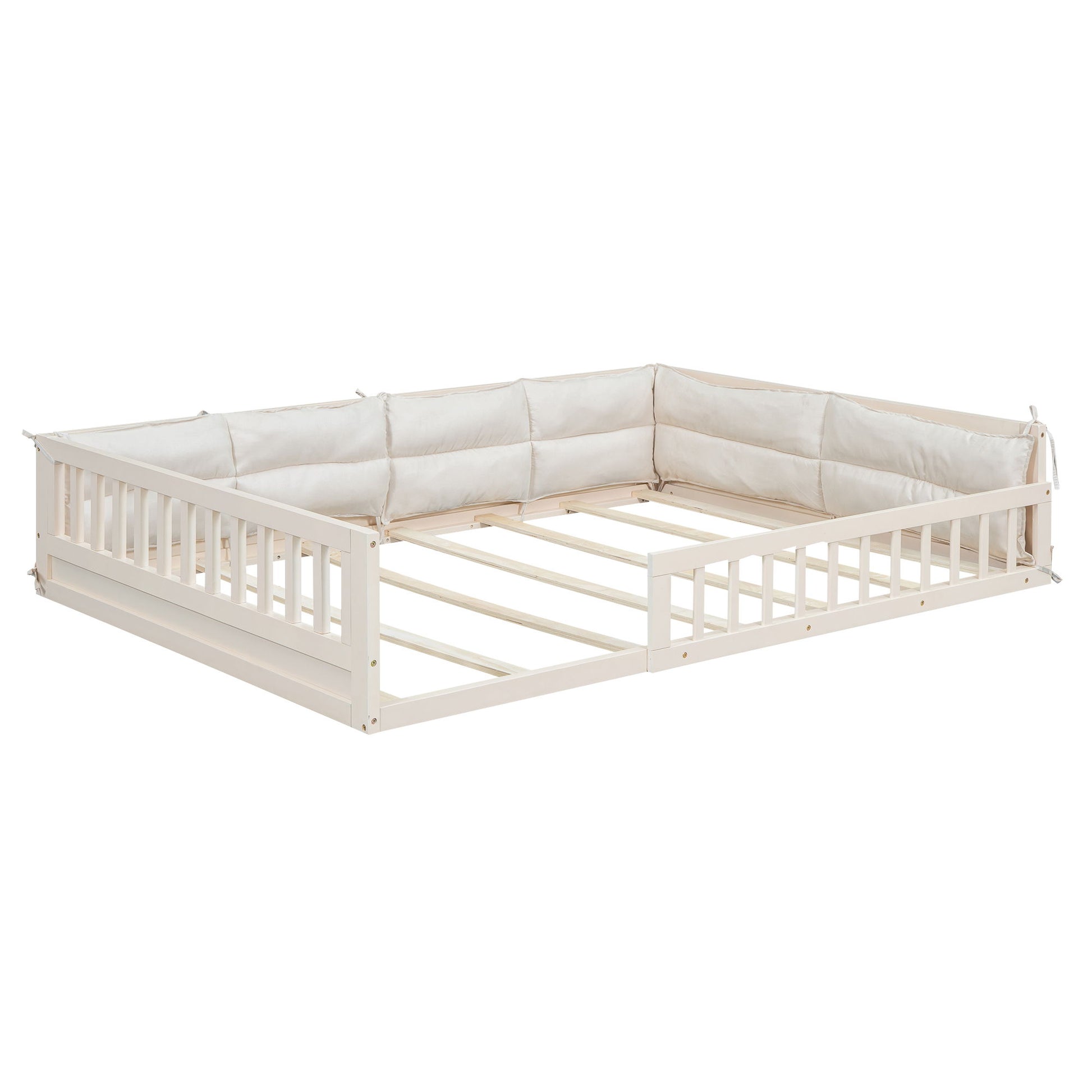 Upholstered Platform Bed With Guardrail And Pillow - The Sleep Loft - Online Mattress Showroom NYC