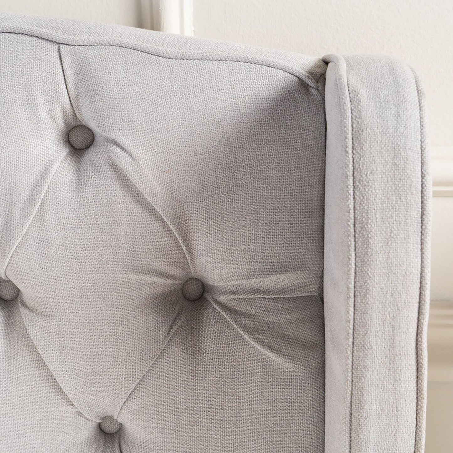 Twilight Fully Upholstered Fabric Wingback Queen Bed - Ivory - The Sleep Loft - Online Mattress Showroom NYC