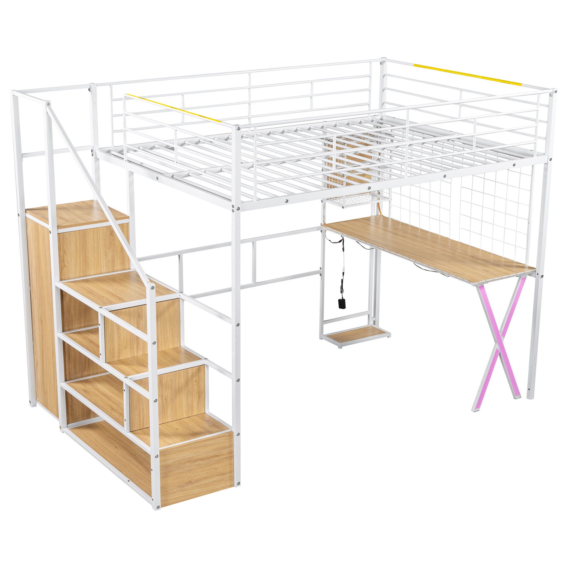 Loft Bed With Built In Work Station, Wardrobe, Storage Staircase And LED - The Sleep Loft - Online Mattress Showroom NYC