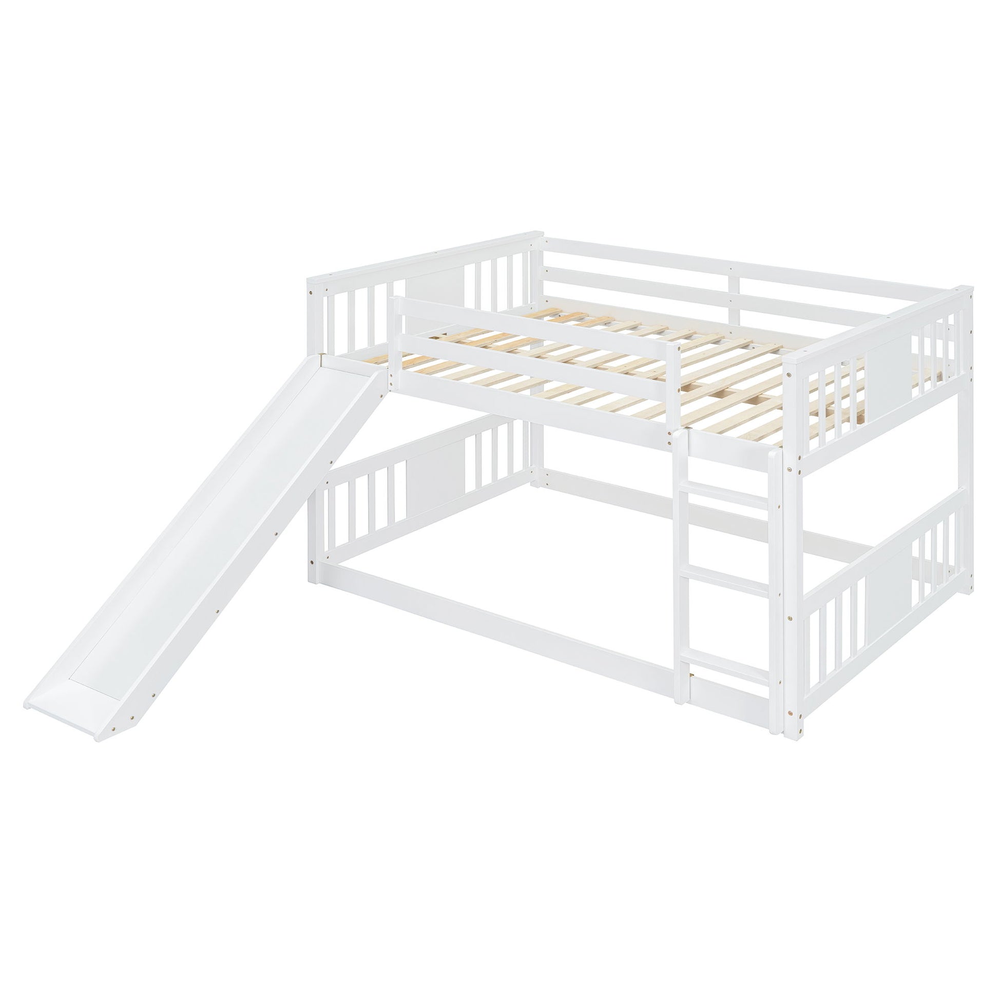 Full Over Full Bunk Bed With Ladder With Slide - White - The Sleep Loft - Online Mattress Showroom NYC