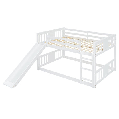 Full Over Full Bunk Bed With Ladder With Slide - White - The Sleep Loft - Online Mattress Showroom NYC