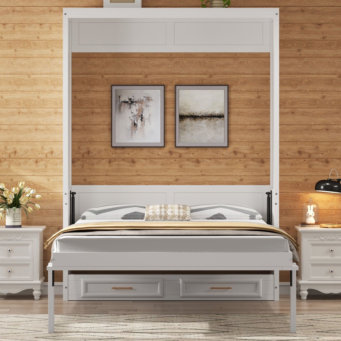 Full Size Murphy Bed With 2 Drawers - Beige - The Sleep Loft - Online Mattress Showroom NYC