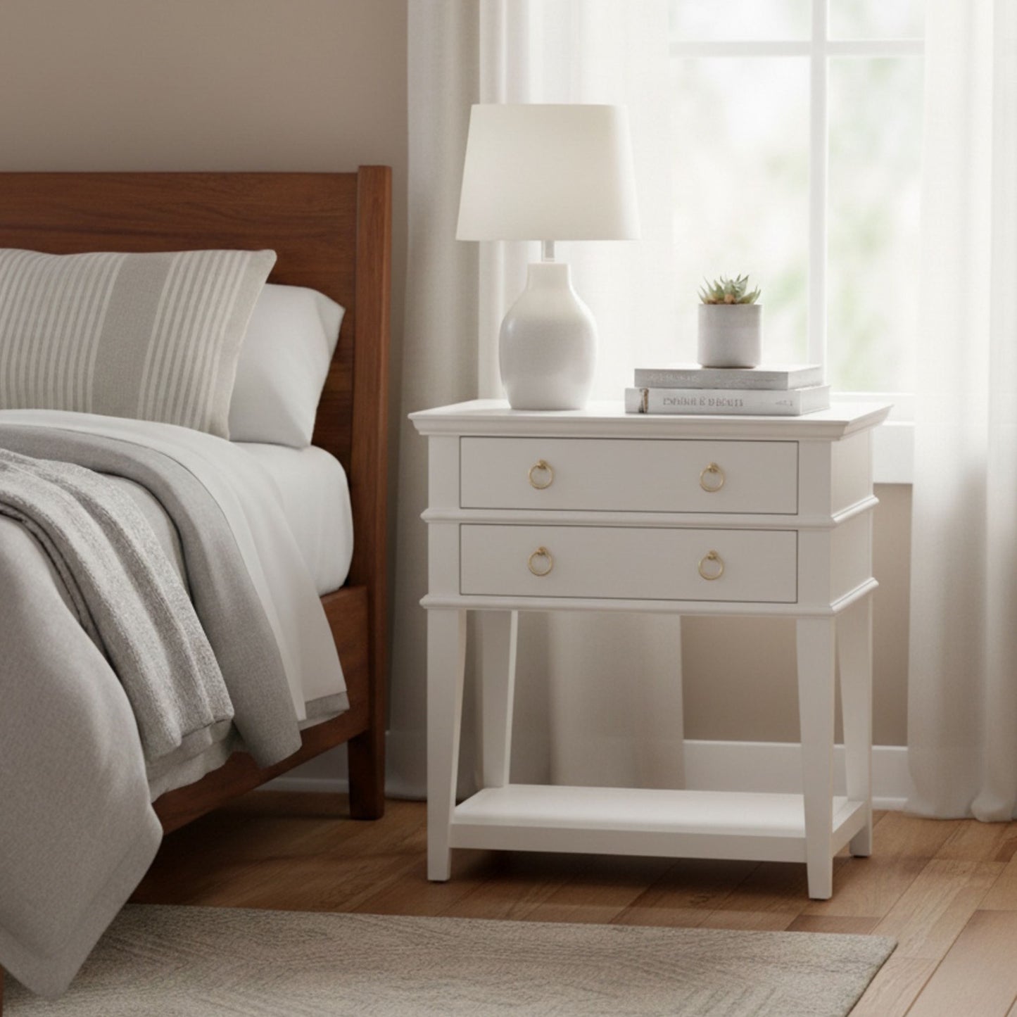 Carmona - 2 Drawer Tray Top Nightstand Pulls - The Sleep Loft - Online Mattress Showroom NYC