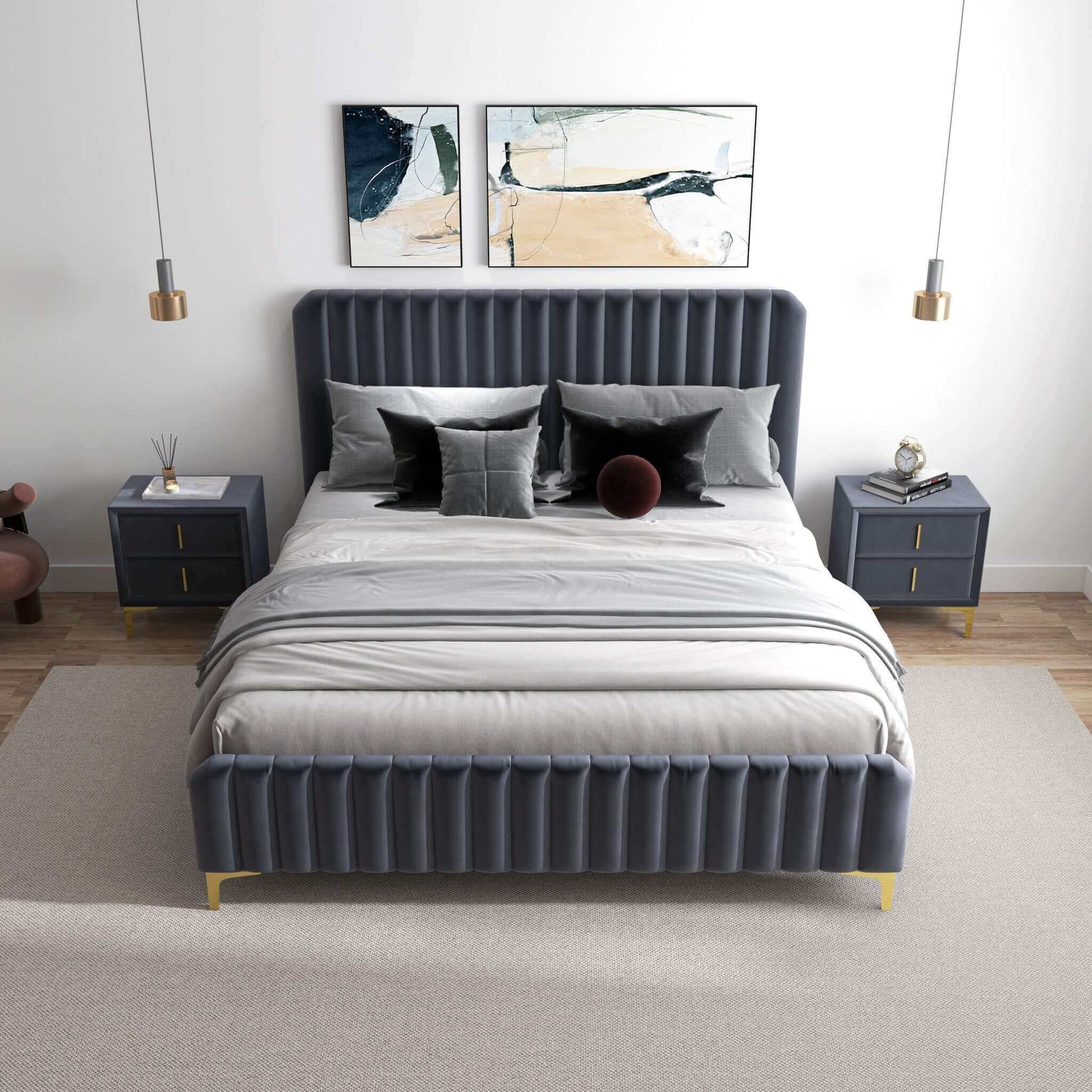 Bethany - Queen Upholstered Platform Bed - Gray - The Sleep Loft - Online Mattress Showroom NYC