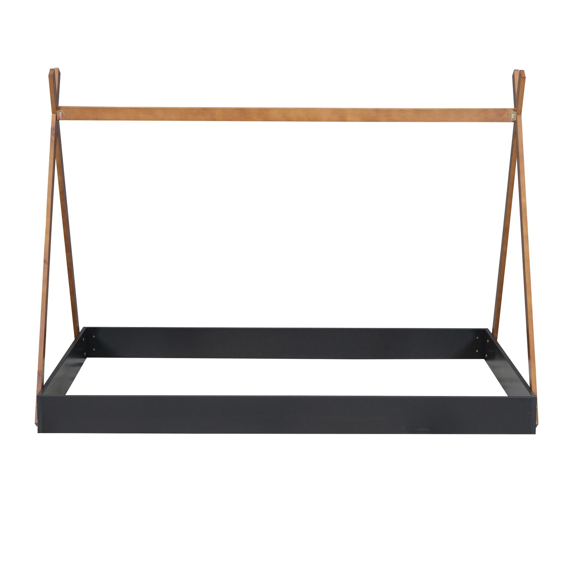Full Size Tent Floor Bed With Triangle Structure, Low Profile Design - Black / Brown - The Sleep Loft - Online Mattress Showroom NYC