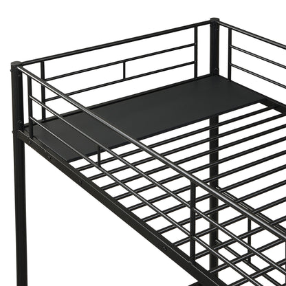 Twin Over Twin Over Twin Triple Bunk Bed With Safety Rails And Storage Shelf - Black - The Sleep Loft - Online Mattress Showroom NYC