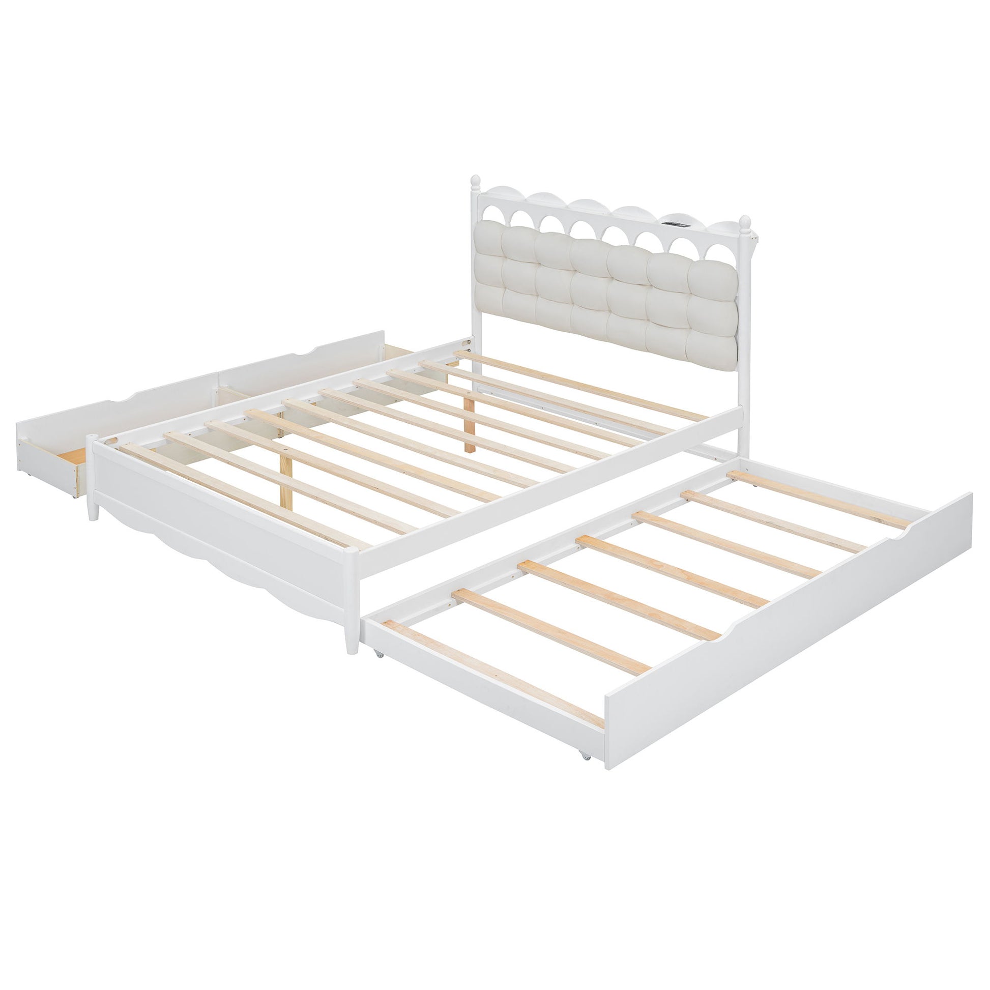Storage Platform Bed, With 2 Big Drawers, Trundle, One Set Of Sockets & USB Ports - The Sleep Loft - Online Mattress Showroom NYC