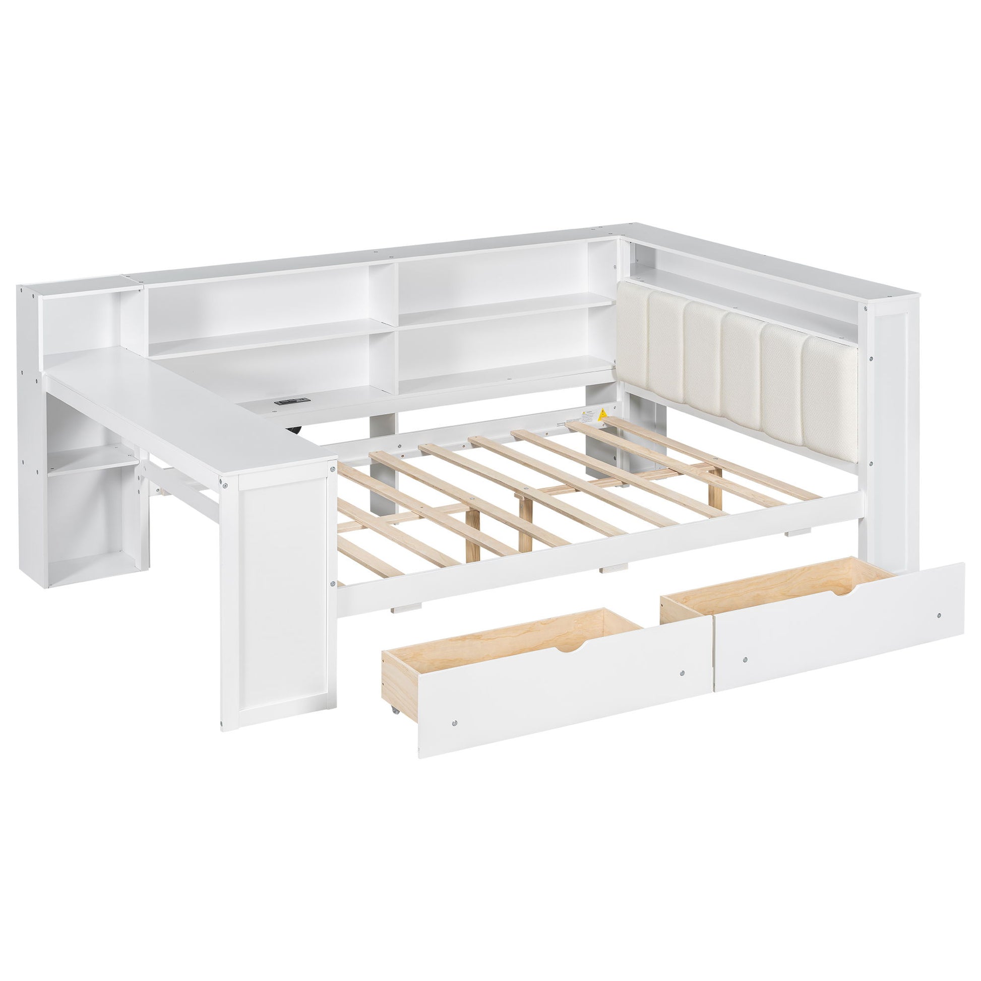 Platform Bed With Storage Shelves, Drawers, Charging Station, LED, Desk - The Sleep Loft - Online Mattress Showroom NYC