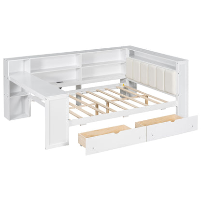 Platform Bed With Storage Shelves, Drawers, Charging Station, LED, Desk - The Sleep Loft - Online Mattress Showroom NYC
