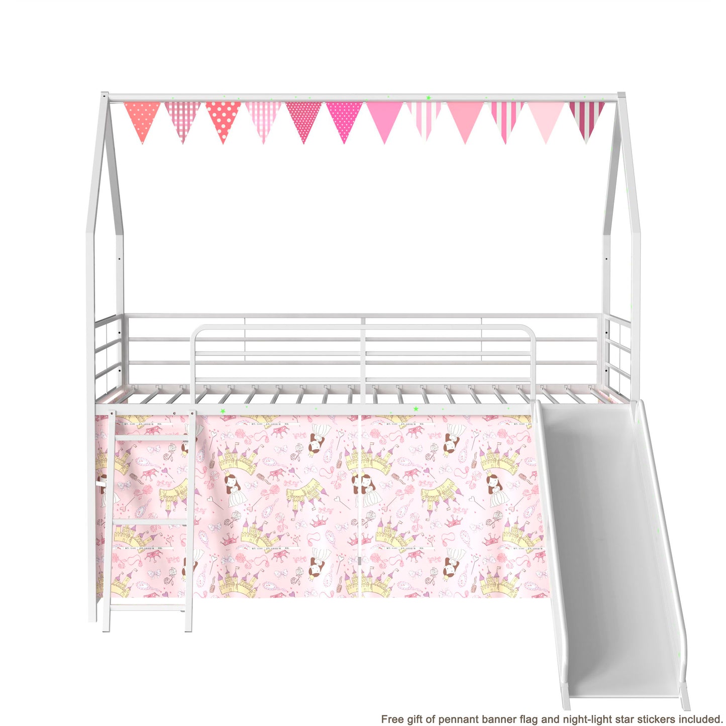 Jack - House Loft Bed With Slide And Curtain Set - The Sleep Loft - Online Mattress Showroom NYC