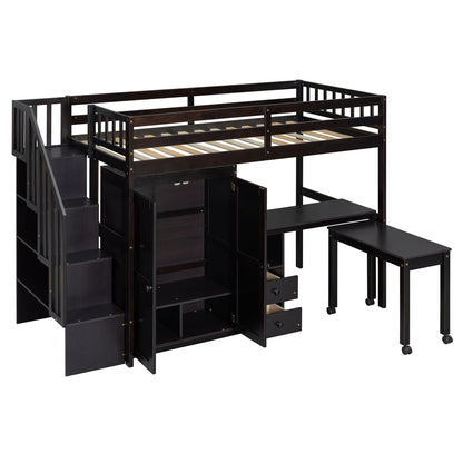 Loft Bed With Stairs, Bookshelf, Drawers, Desk & Wardrobe, Space Saving Multifunctional Furniture - The Sleep Loft - Online Mattress Showroom NYC