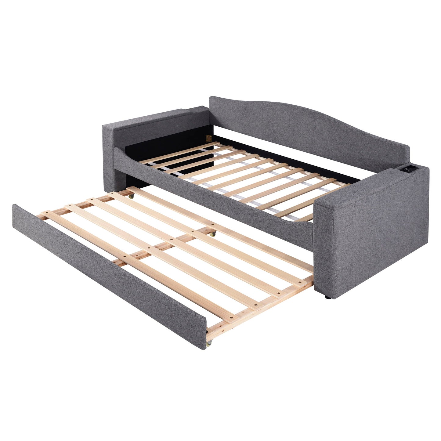 Upholstered Daybed With Storage Armrests, Trundle And Latest Integrated tooth Audio System - The Sleep Loft - Online Mattress Showroom NYC