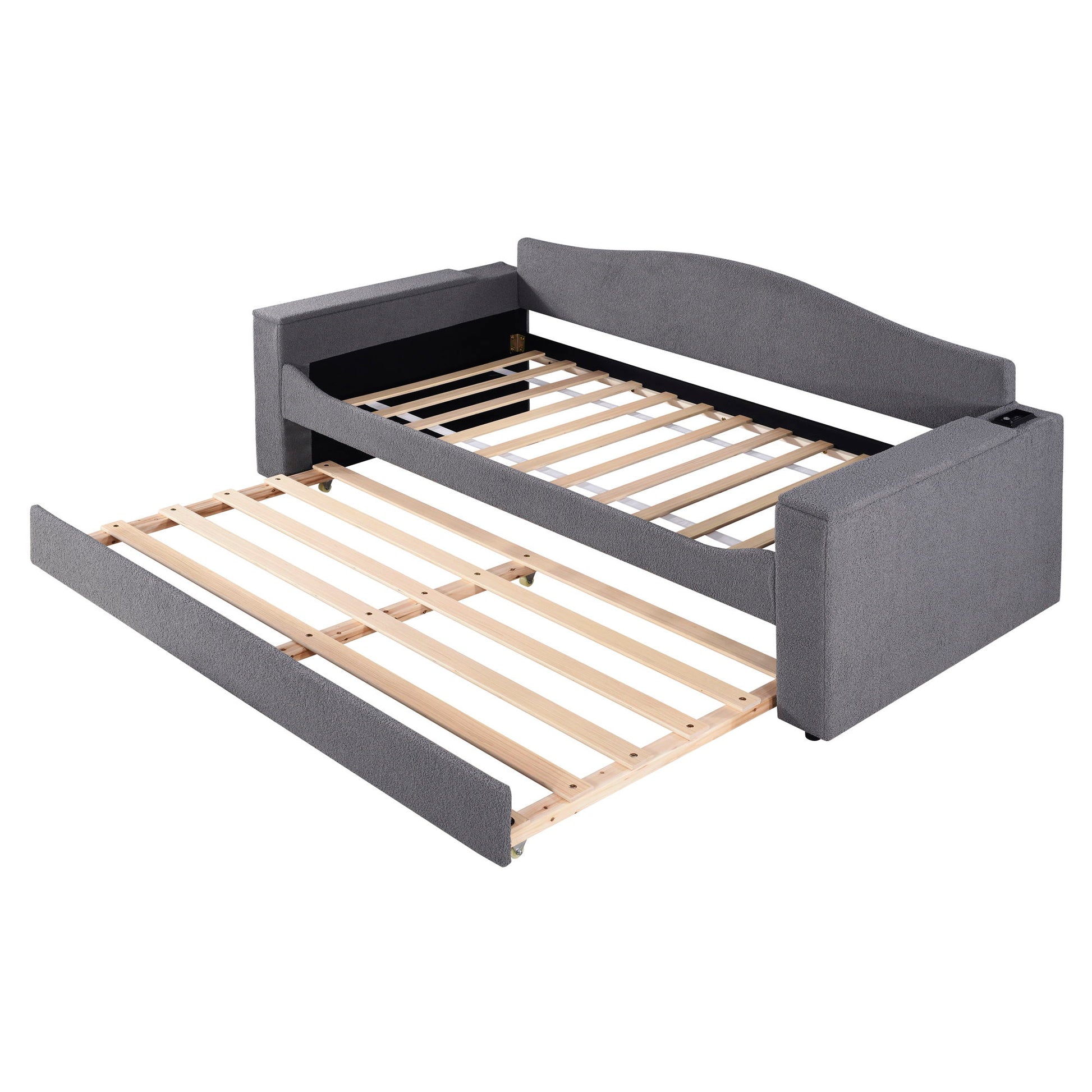 Upholstered Daybed With Storage Armrests, Trundle And Latest Integrated tooth Audio System - The Sleep Loft - Online Mattress Showroom NYC
