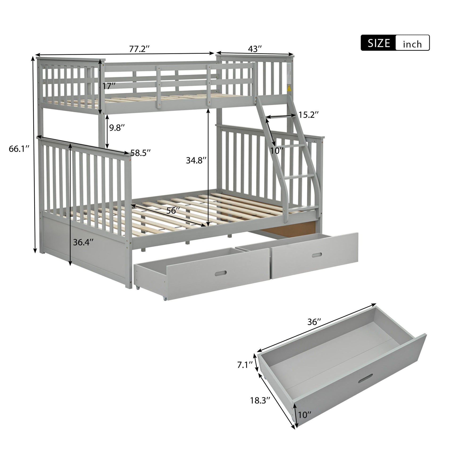 Bunk Bed With Ladder, And Safety Guard Rails - The Sleep Loft - Online Mattress Showroom NYC