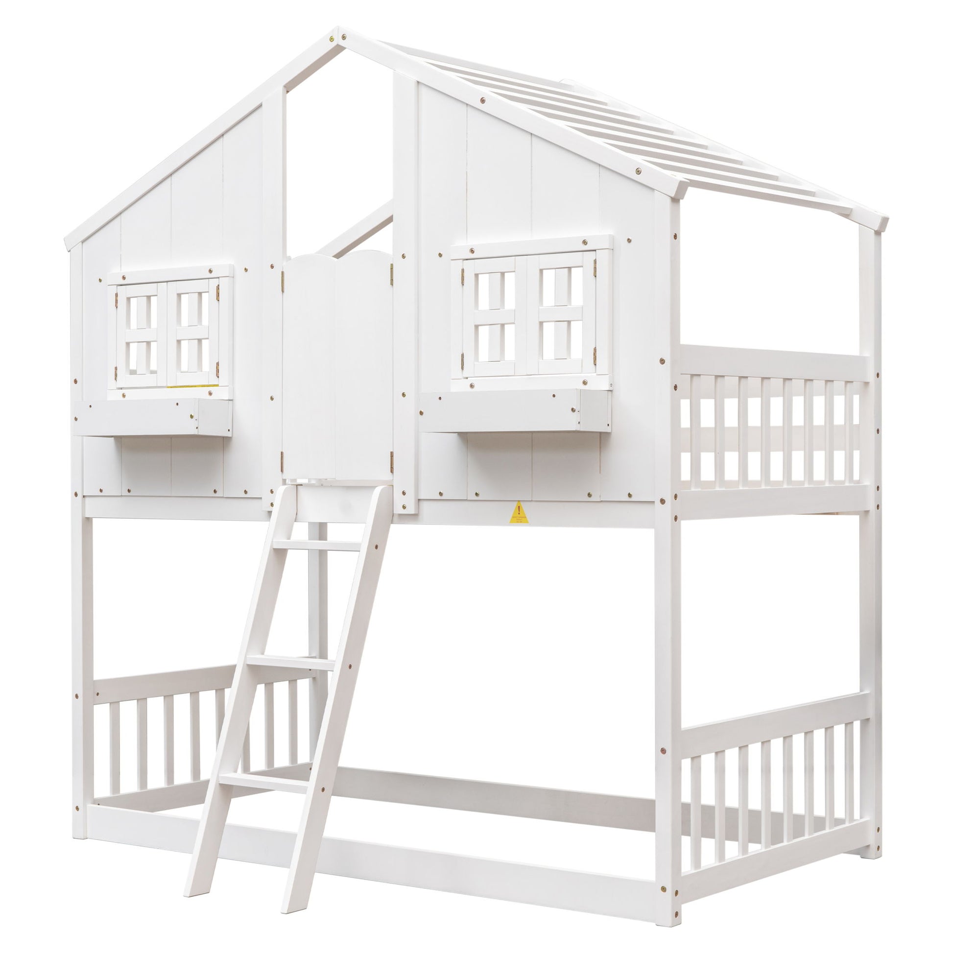 House Bunk Bed With Roof, Window, Window Box, Door, With Safety Guardrails And Ladder - The Sleep Loft - Online Mattress Showroom NYC