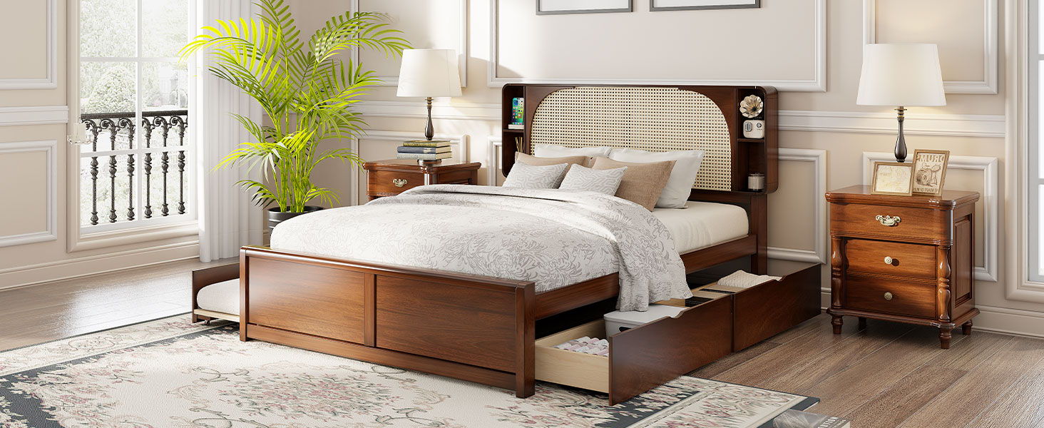 Headboard Bed With 2 Drawers And Trundle - The Sleep Loft - Online Mattress Showroom NYC