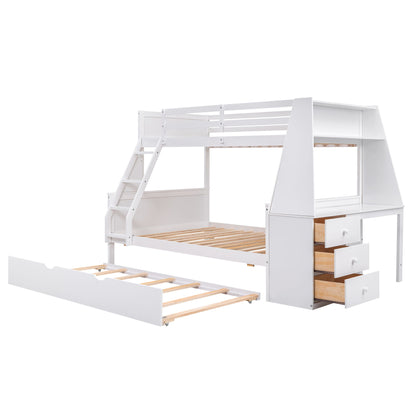 Bunk Bed With Trundle And Built In Desk, 3 Storage Drawers And Shelf - The Sleep Loft - Online Mattress Showroom NYC