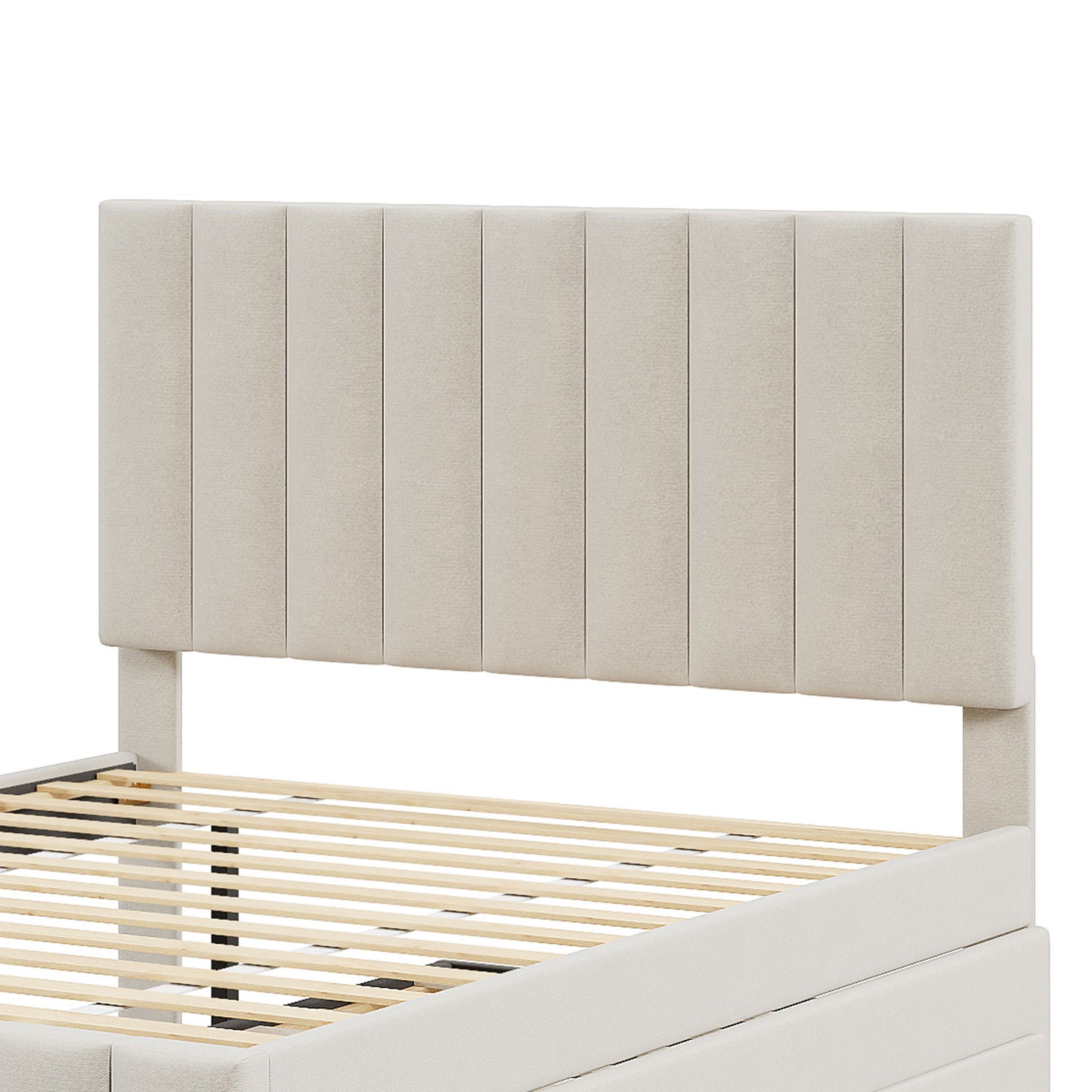 Upholstered Platform Bed With Twin Size Trundle And 3 Drawers - The Sleep Loft - Online Mattress Showroom NYC