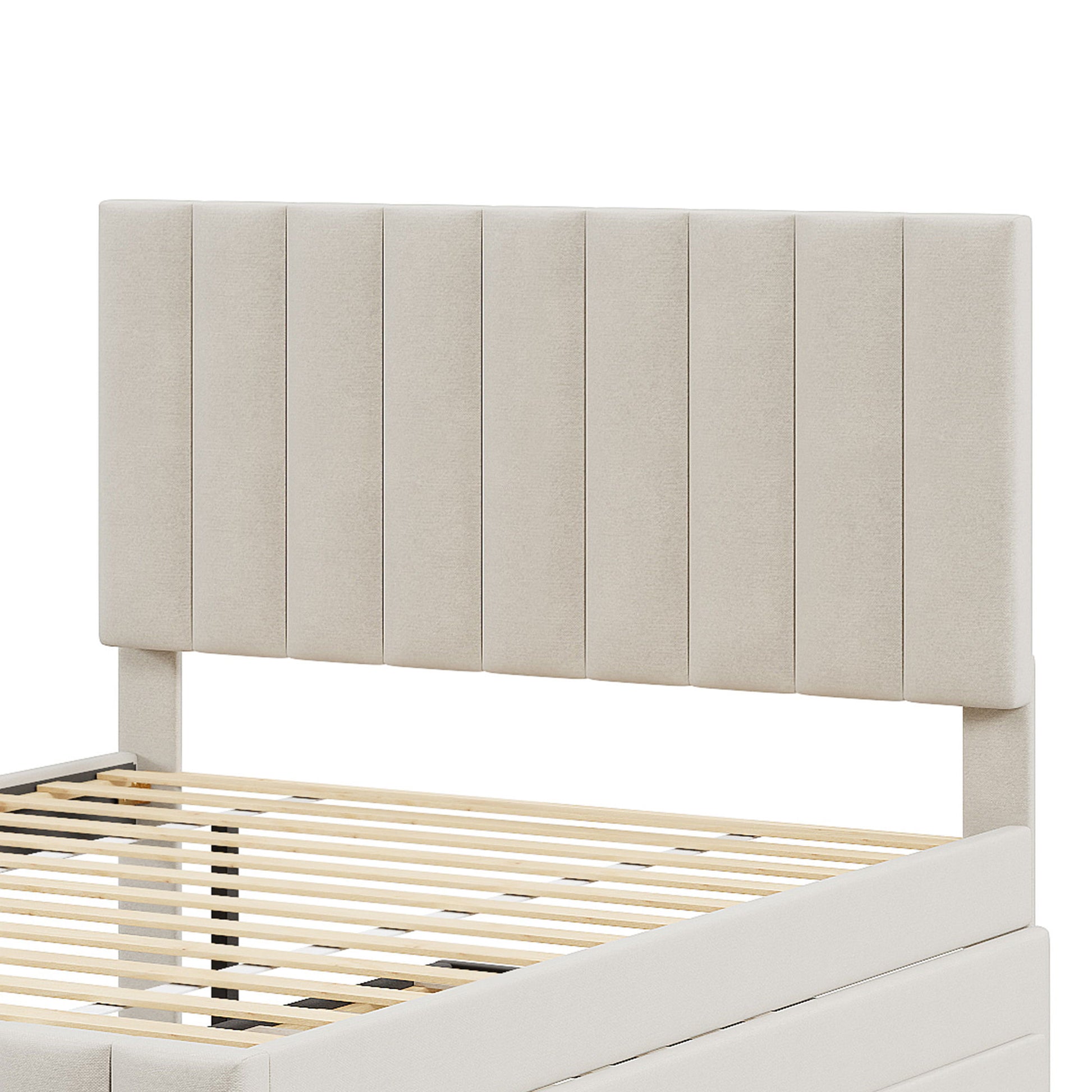 Upholstered Platform Bed With Twin Size Trundle And 3 Drawers - The Sleep Loft - Online Mattress Showroom NYC