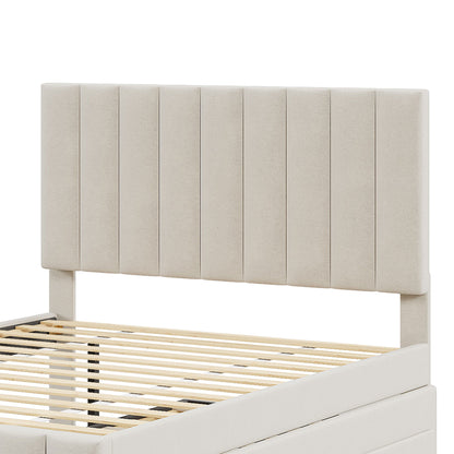 Upholstered Platform Bed With Twin Size Trundle And 3 Drawers - The Sleep Loft - Online Mattress Showroom NYC
