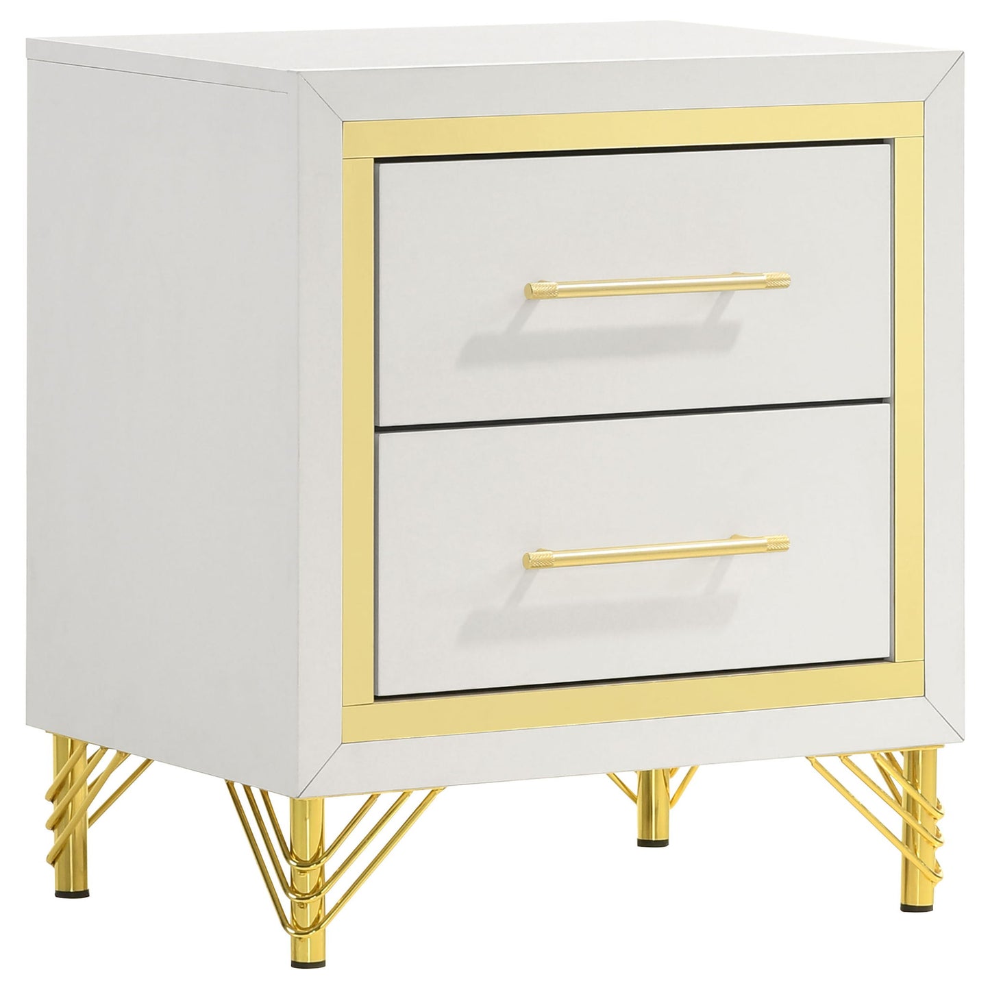 Chesney - 2 Drawer Nightstand With Trim, Bedroom Side Table - White - The Sleep Loft - Online Mattress Showroom NYC