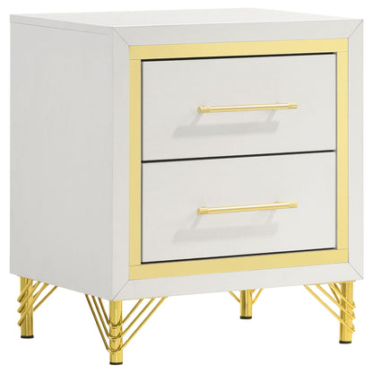 Chesney - 2 Drawer Nightstand With Trim, Bedroom Side Table - White - The Sleep Loft - Online Mattress Showroom NYC