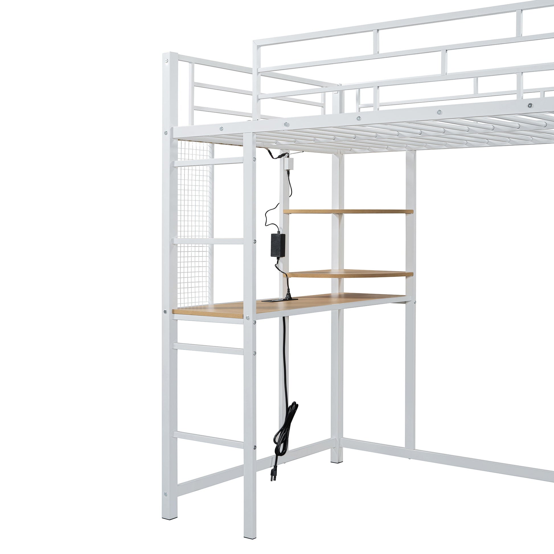 Loft Bed With Desk, Shelves, Power Outlet, LED Light And Wardrobe - The Sleep Loft - Online Mattress Showroom NYC