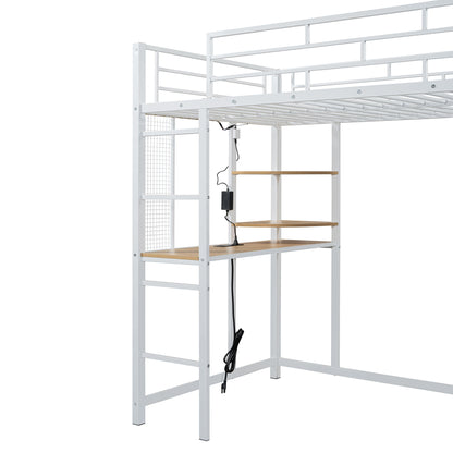 Loft Bed With Desk, Shelves, Power Outlet, LED Light And Wardrobe - The Sleep Loft - Online Mattress Showroom NYC