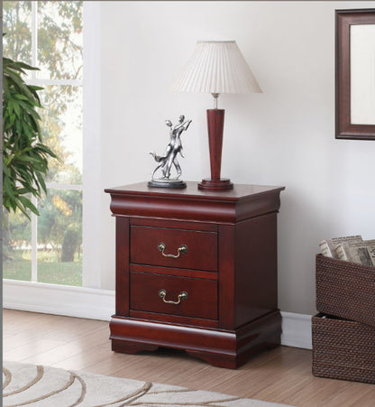 Louis Philippe - Nightstand, Elegant Design - Cherry - The Sleep Loft - Online Mattress Showroom NYC