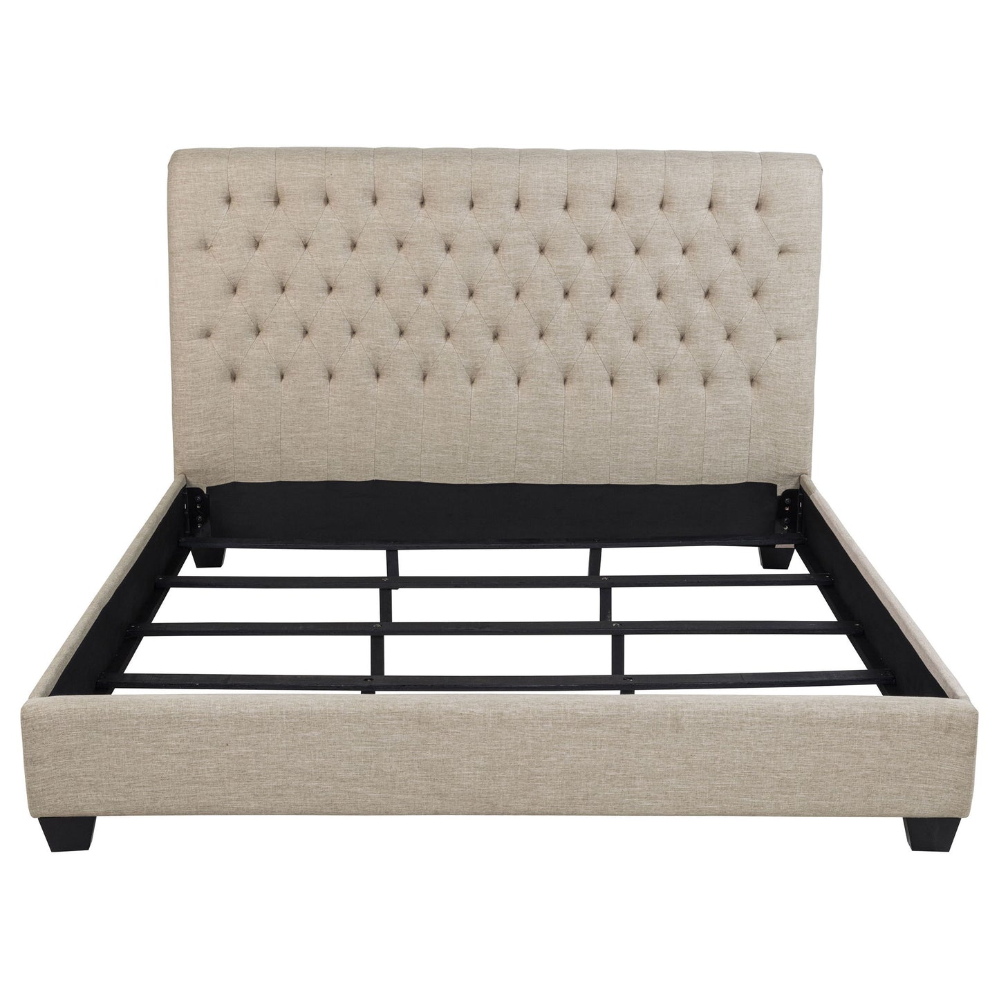Copper - Eastern King Panel Bed With Tufted Design - Oatmeal - The Sleep Loft - Online Mattress Showroom NYC