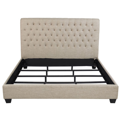 Copper - Eastern King Panel Bed With Tufted Design - Oatmeal - The Sleep Loft - Online Mattress Showroom NYC