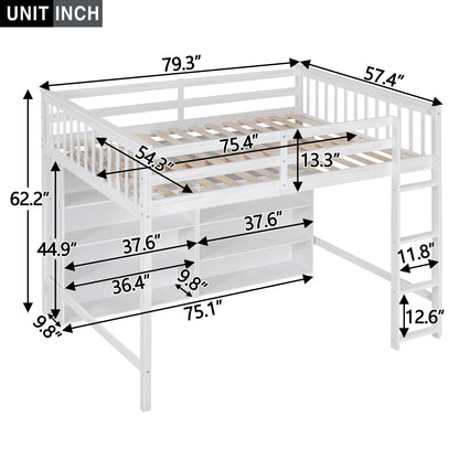 Loft Bed With 8 Open Storage Shelves And Built In Ladder - The Sleep Loft - Online Mattress Showroom NYC