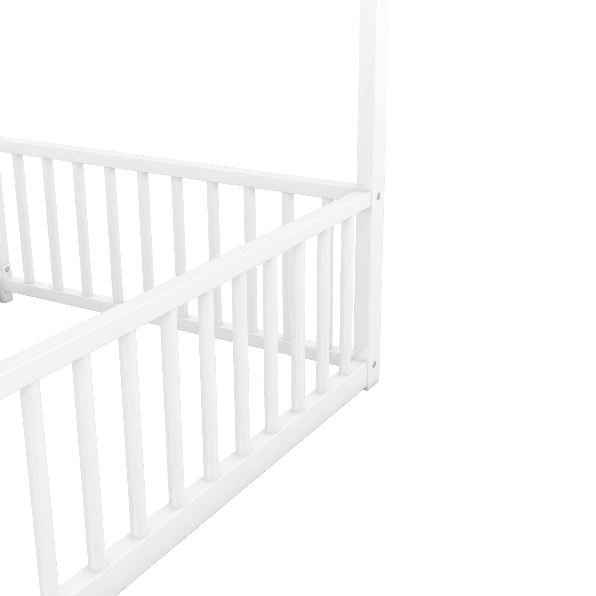 Metal Twin Size House Platform Beds 2 Shared Beds - Antique White - The Sleep Loft - Online Mattress Showroom NYC