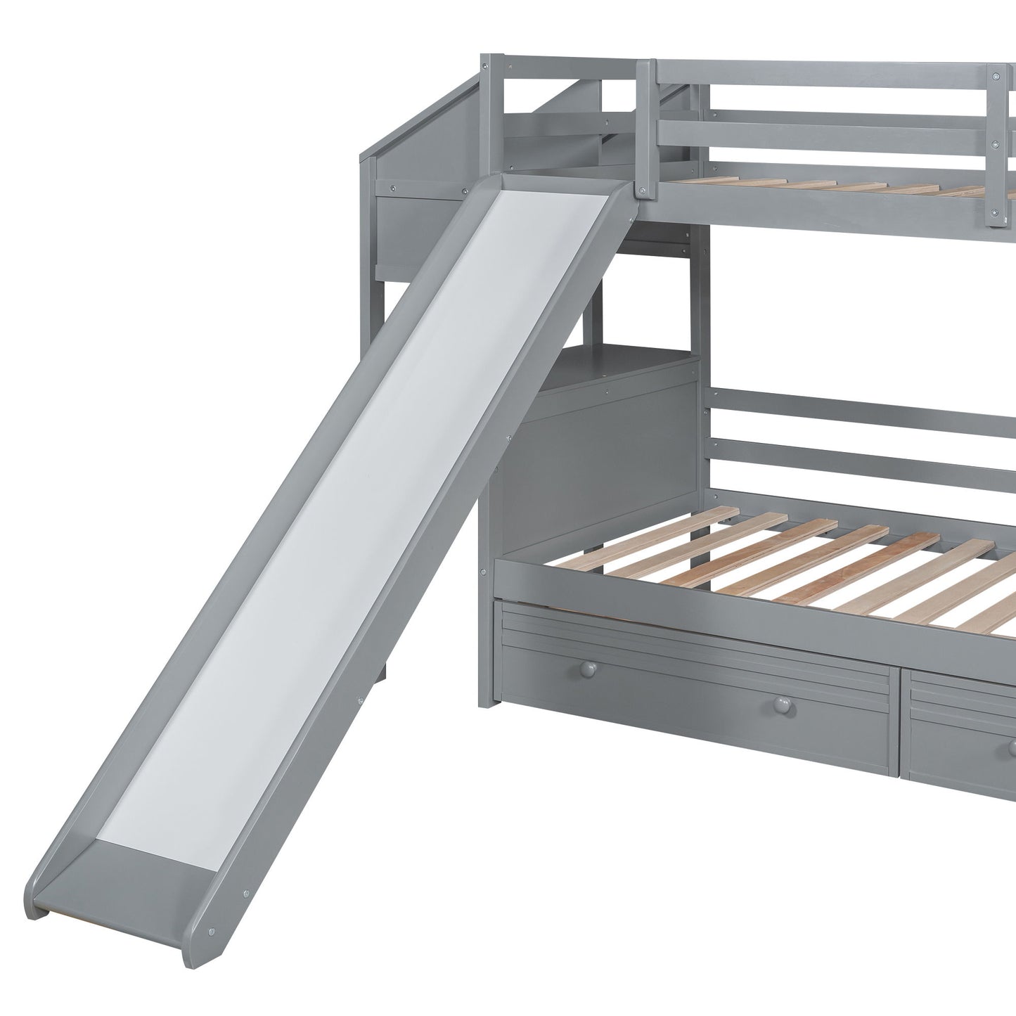 Bunk Bed With Storage Staircase, Slide, Desk, Drawers, And Shelves - The Sleep Loft - Online Mattress Showroom NYC