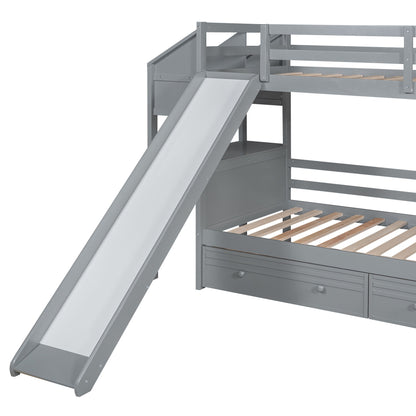Bunk Bed With Storage Staircase, Slide, Desk, Drawers, And Shelves - The Sleep Loft - Online Mattress Showroom NYC