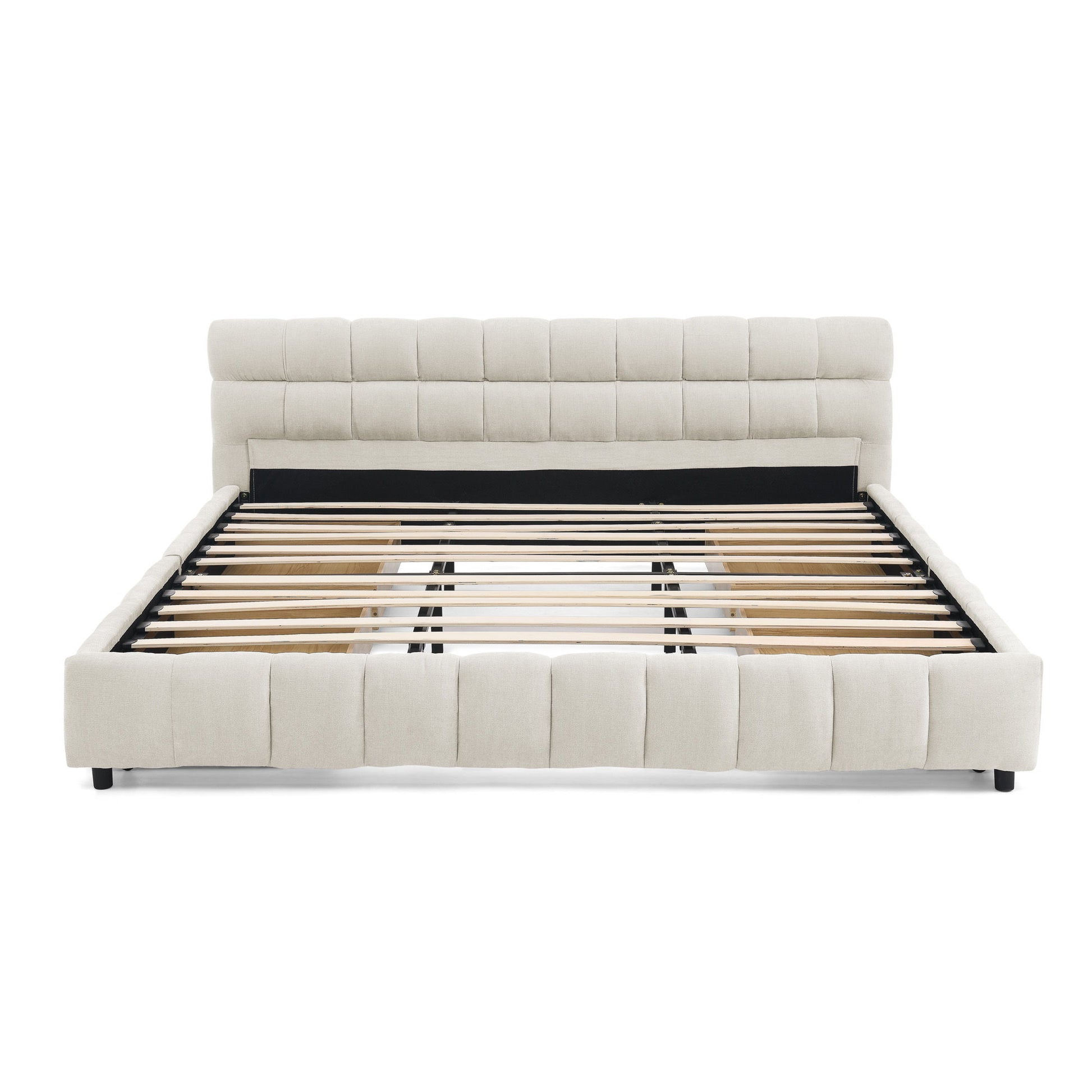 Modern Platform Bed Frame With Thick Fabric - The Sleep Loft - Online Mattress Showroom NYC