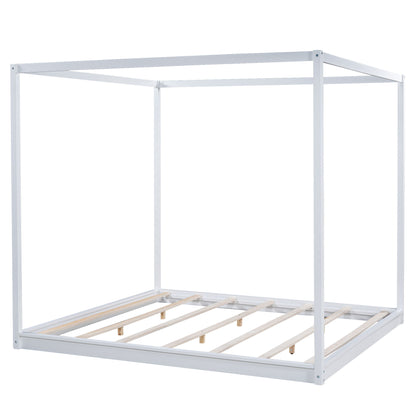 Wood Canopy Platform Bed With Support Legs And Airflow Slats - The Sleep Loft - Online Mattress Showroom NYC