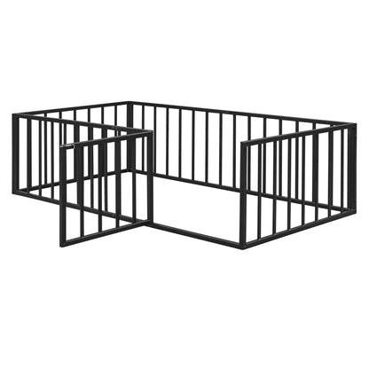 Metal Floor Bed Frame With Fence And Door - The Sleep Loft - Online Mattress Showroom NYC
