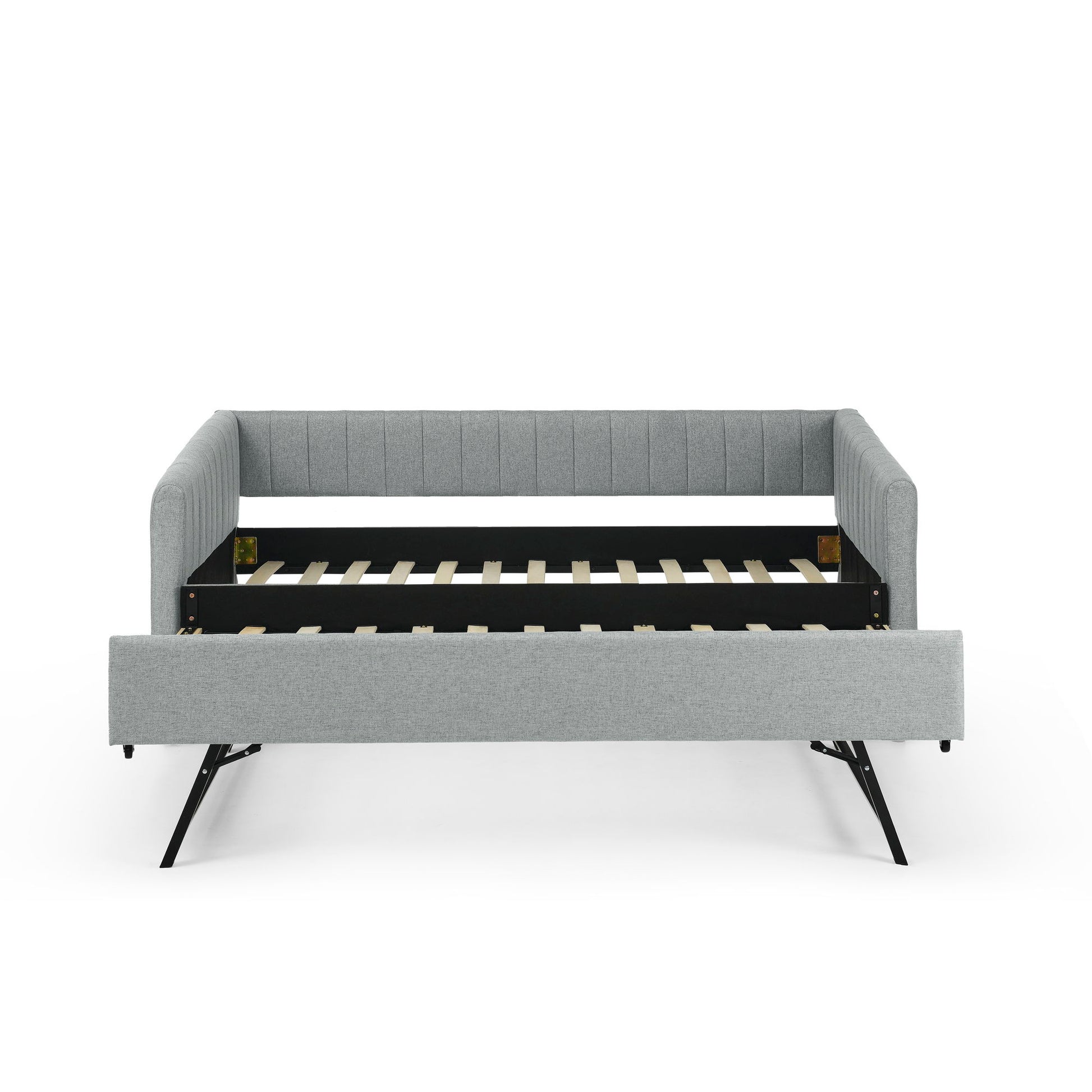 Upholstered Daybed With Trundle With Vertical Stripes - The Sleep Loft - Online Mattress Showroom NYC
