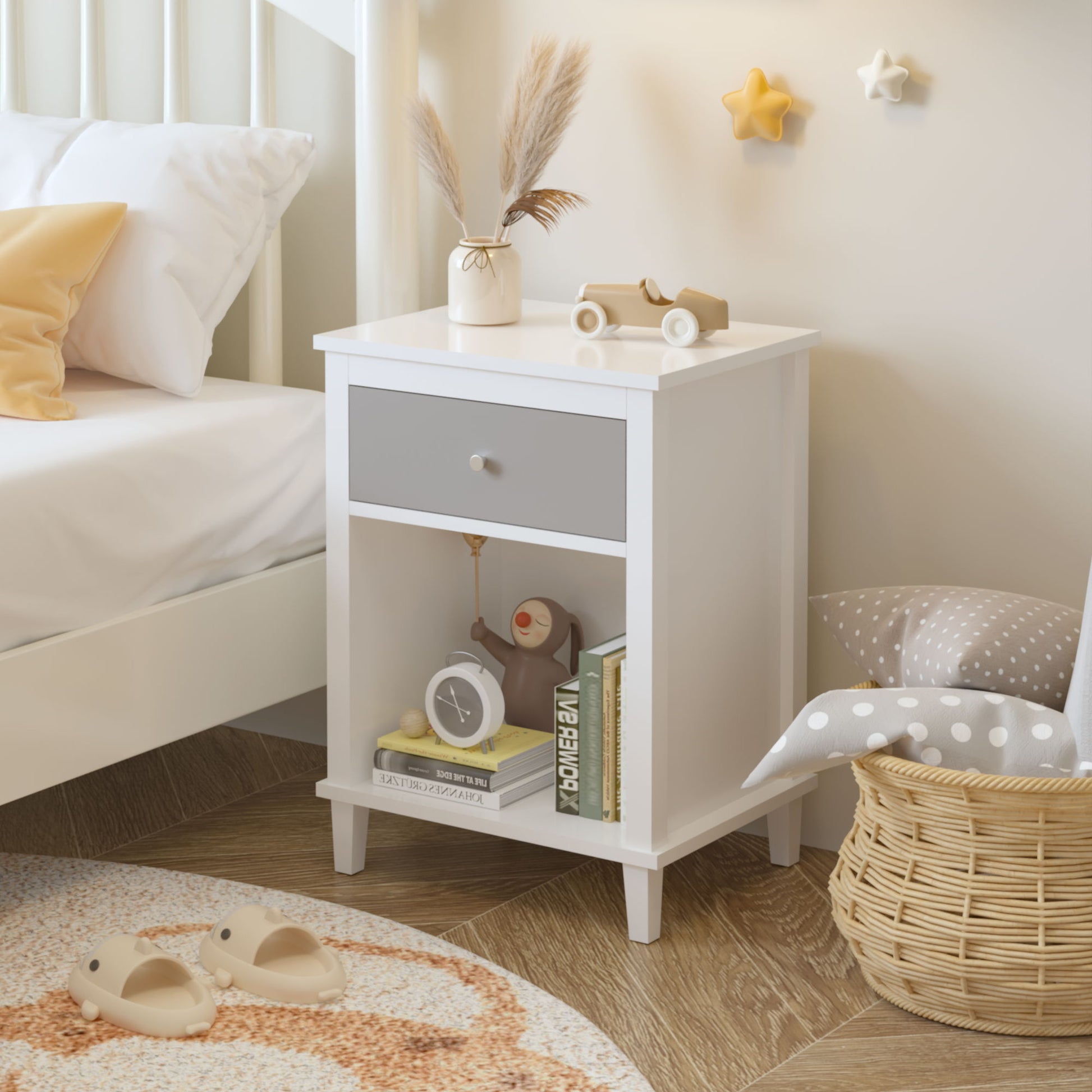 Nightstand With 1 Drawer 1 Shelf - The Sleep Loft - Online Mattress Showroom NYC