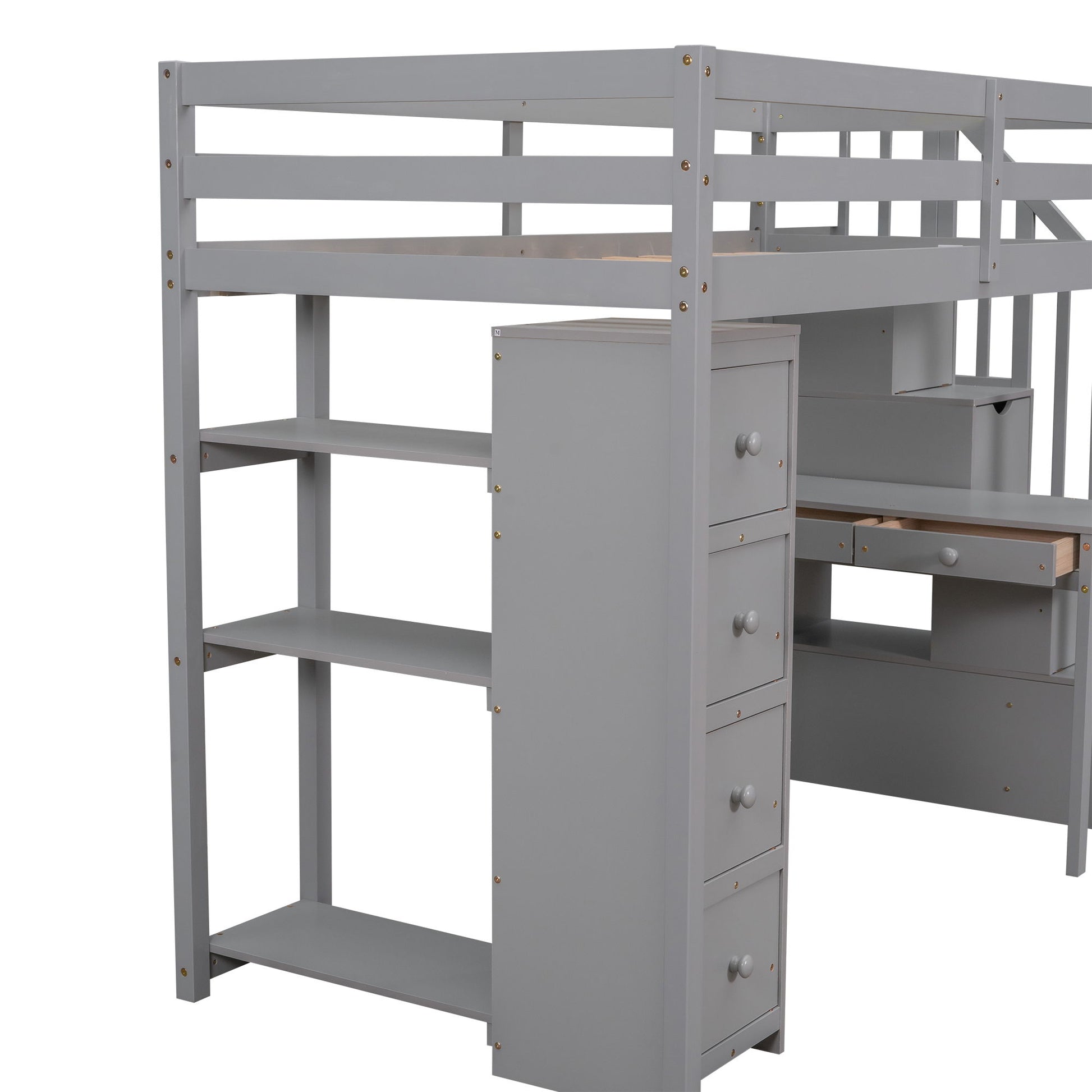 Loft Bed With Storage Drawers, Desk And Stairs With Shelves - The Sleep Loft - Online Mattress Showroom NYC