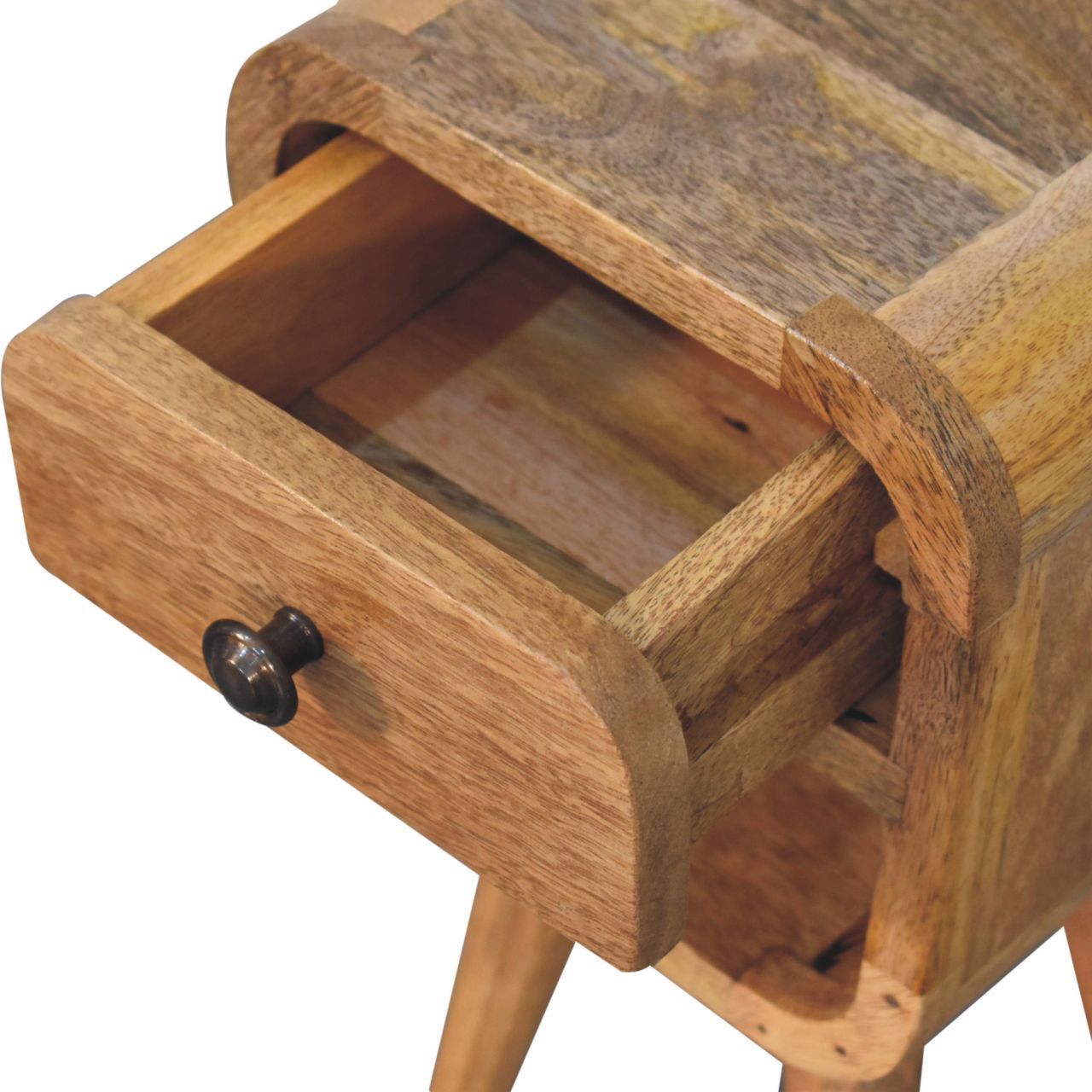 Mini California Curved Nightstand Wth Lower Slot - The Sleep Loft - Online Mattress Showroom NYC