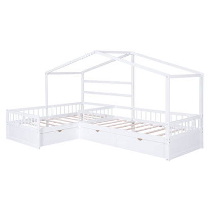L Shape Platform Bed With 3 Storage Drawers - The Sleep Loft - Online Mattress Showroom NYC