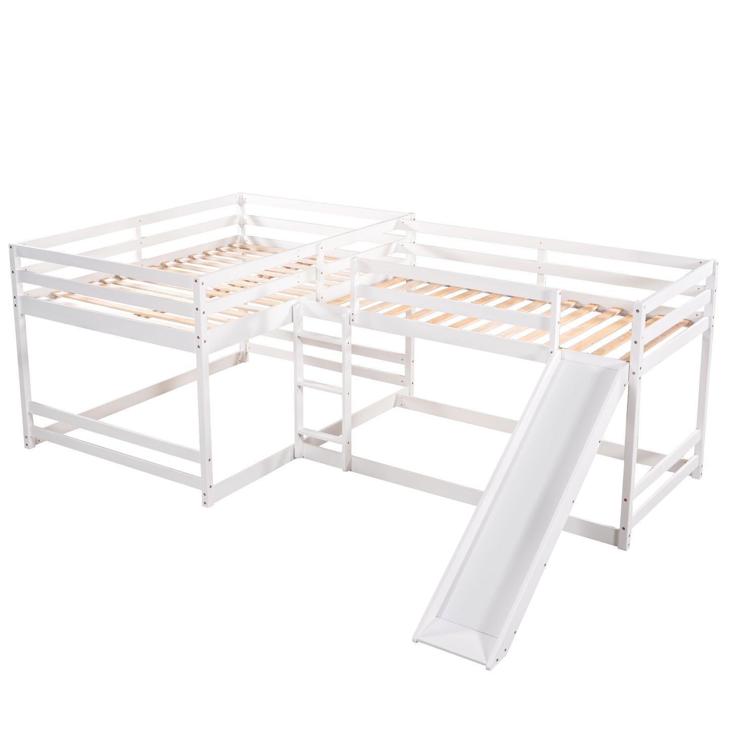 L-Shaped Bunk Bed With Slide And Short Ladder - The Sleep Loft - Online Mattress Showroom NYC